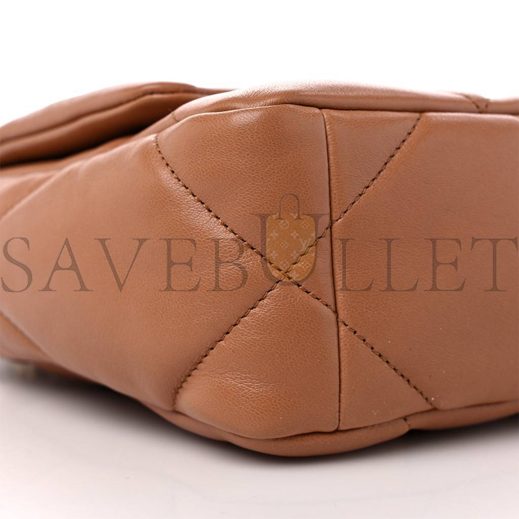 CHANEL MASTER LAMBSKIN QUILTED MEDIUM CHANEL 19 FLAP BROWN AS1160 (26*16*9cm)